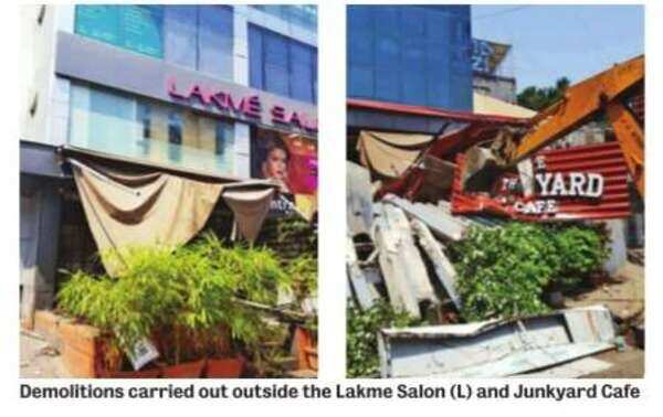 BMC pulls down 50 shop extensions on Hill Road