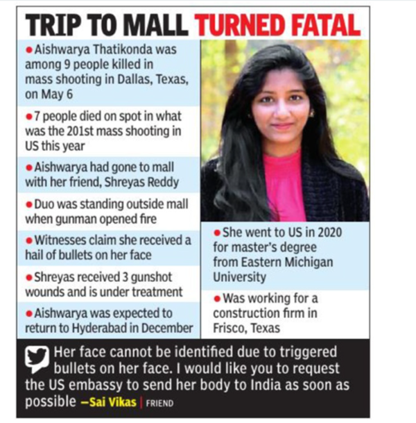 Allen Texas Mall Shooting Aishwarya Thatikonda, Texas mall shooting
