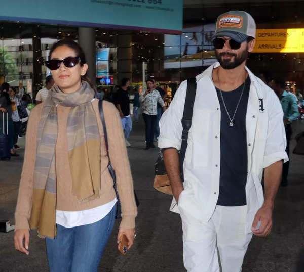 Mumbai: Actor Shahid Kapoor with his wife Mira Rajput spotted at an airport, in Mumbai, on Tuesday, May 09, 2023. (Photo: Sanjay Tiwari/IANS)