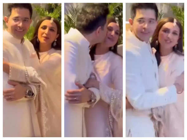 Raghav Chadha kisses Parineeti Chopra for 'Ve Mahi' song after engagement - watch viral video