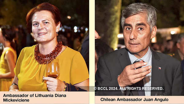 L'ambasciatore lituano Diana Mikivecini e l'ambasciatore cileno Juan Angulo