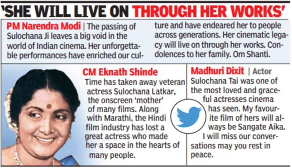 Grand dame of Indian cinema, Sulochana, passes away at 94 | Mumbai News ...