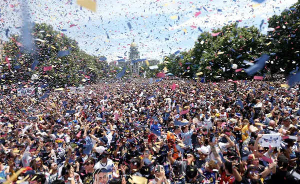 Thousands celebrate NBA champion Denver Nuggets at parade