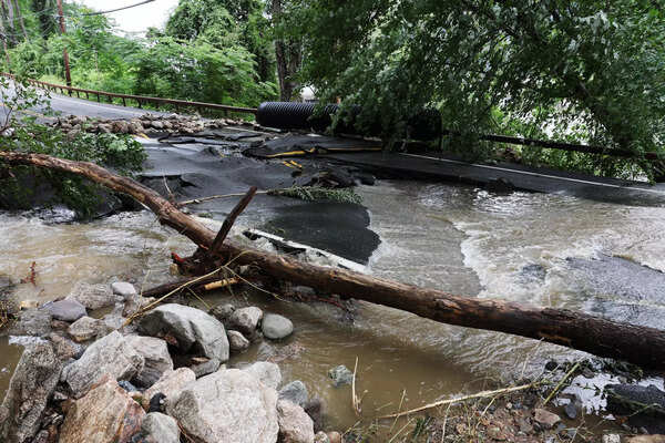 Heavy Rain Causes Damage From Flash Flooding To The Northwest Of New York City