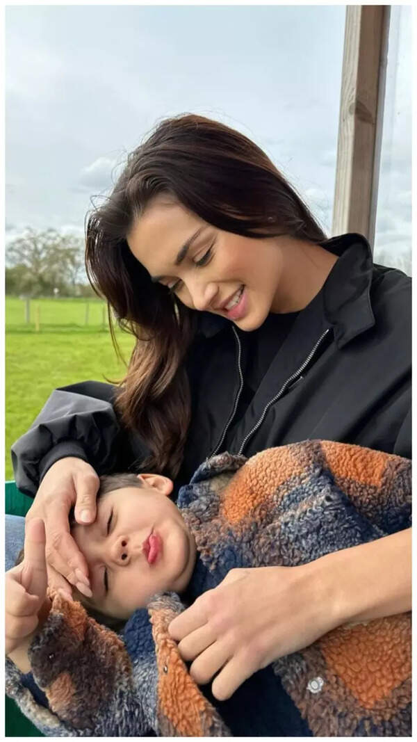 Amy Jackson with her son Andreas