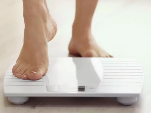 Step on the weighing scale