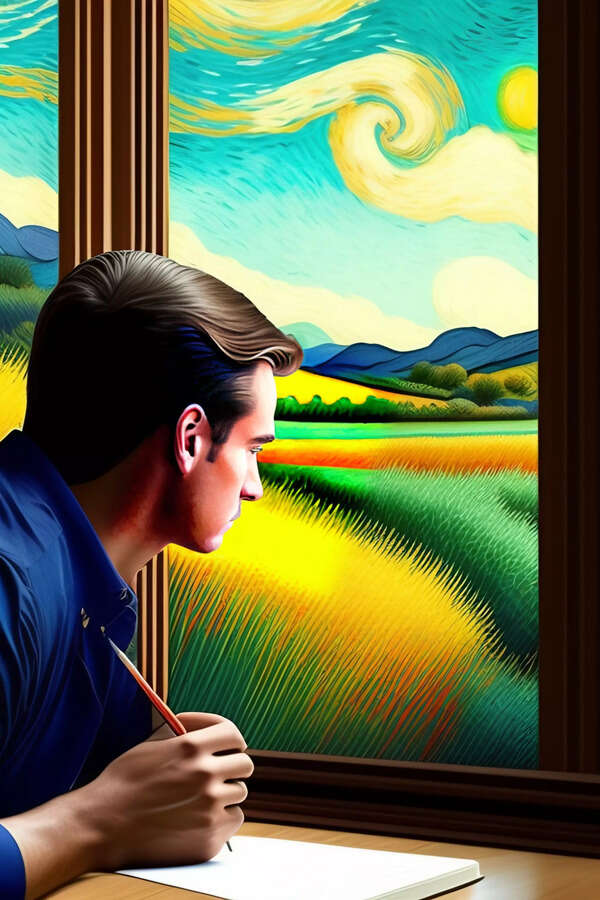 dibujo lineal color pintado estilo van gogh de un 