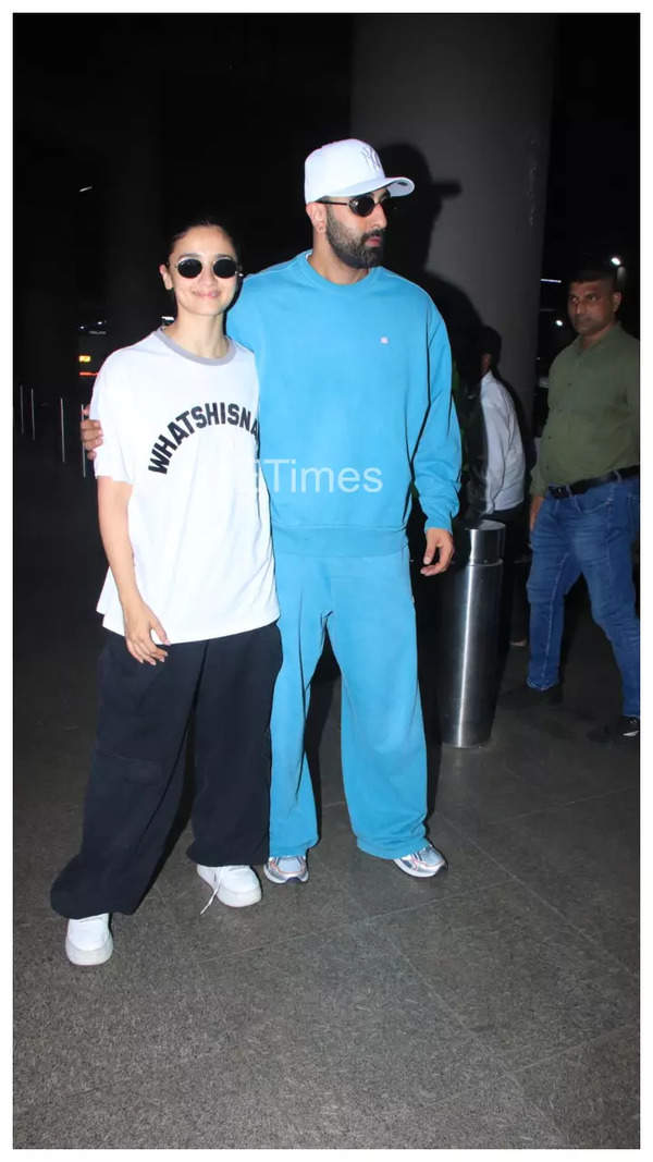 Alia Bhatt and Ranbir Kapoor return from New York in coordinated outfits
