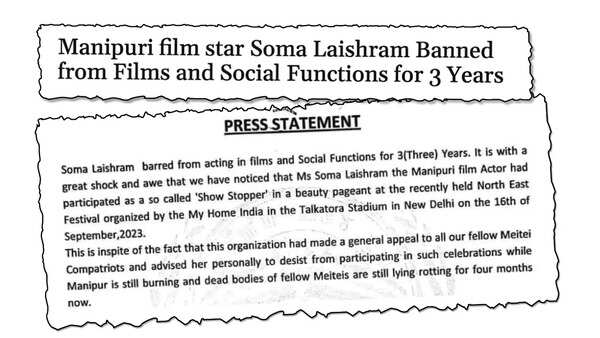 In a press note issued on September 18th (above), KKL ‘barred’ Soma Laishram for three years