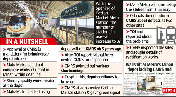 CMRS inspects Metro’s car depot being used for 5 years, finds faults