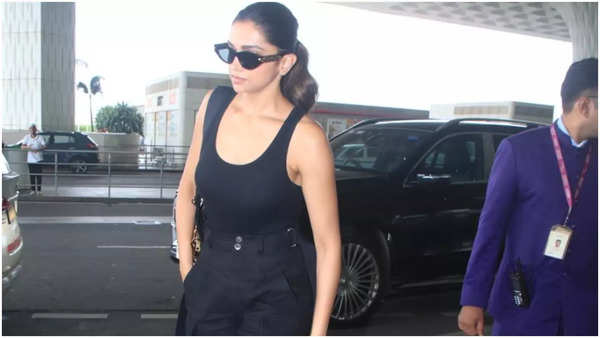 Deepika Padukone's chic airport look in monochromatic pants