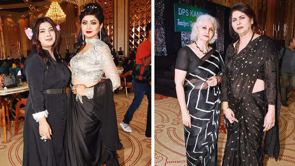 (L) Kanchan Tripathi and Shivangi Dwivedi (R) Manju Passan and Alka Joshi