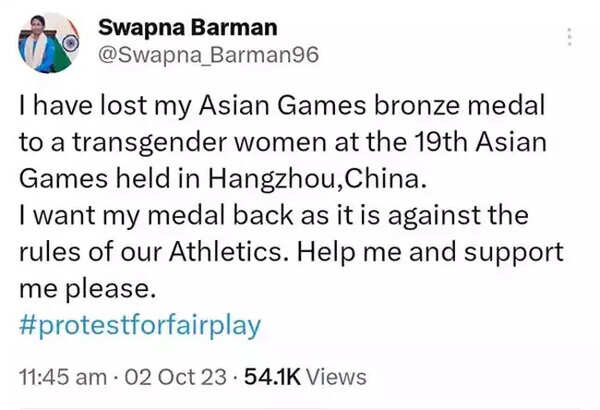 Asian Games heptathlon loser accuses medal winner of being trans