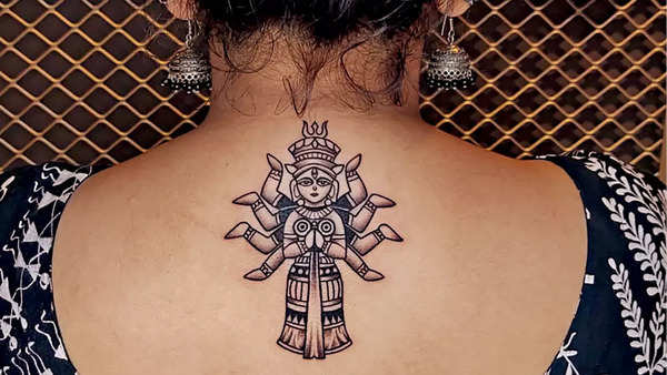 Durga Tattoo | Back Tattoo | Color Tattoo | Color Tattoos | Back Tattoos |  Thane | Naupada | … | Hand and finger tattoos, Ankle tattoos for women,  Back tattoo women