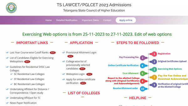 Telangana State Council of Higher Education Releases TS LAWCET 2023 Provisional Admission List