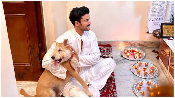Sahil with Sugar Salathia at the puja