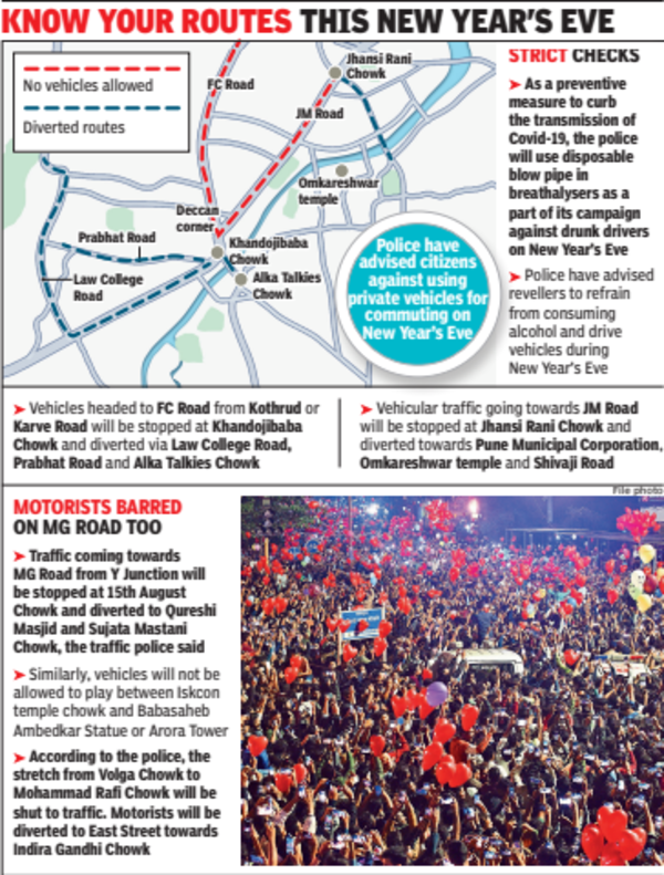 No Vehicles On Fc Road & Mg Road From 7pm Today Till 5am Tomorrow | Pune News – Times of India