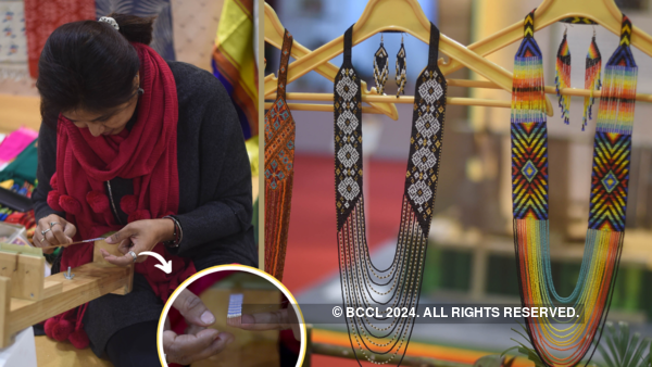 A woman was making Tripura jewellery