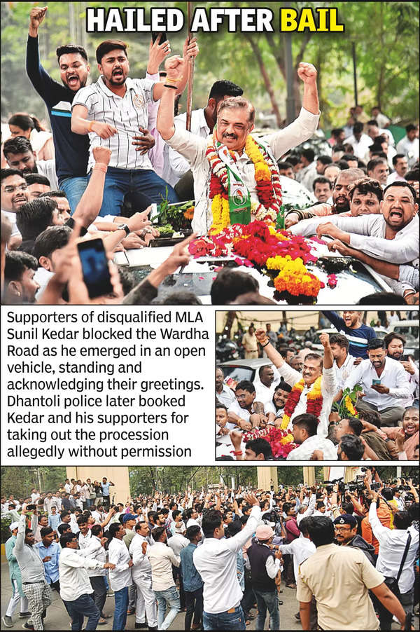 Supporters Cheer as Kedar Walks Out of Jail in Nagpur | Nagpur News – Times of India