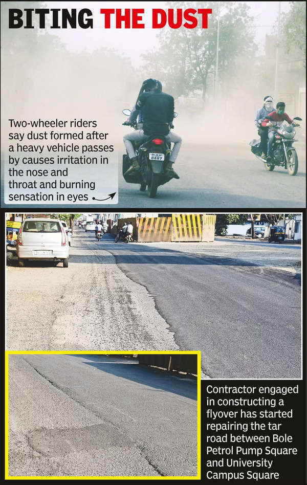 Choked: Dust clouds bother Amravati Road commuters | Nagpur News – Times of India