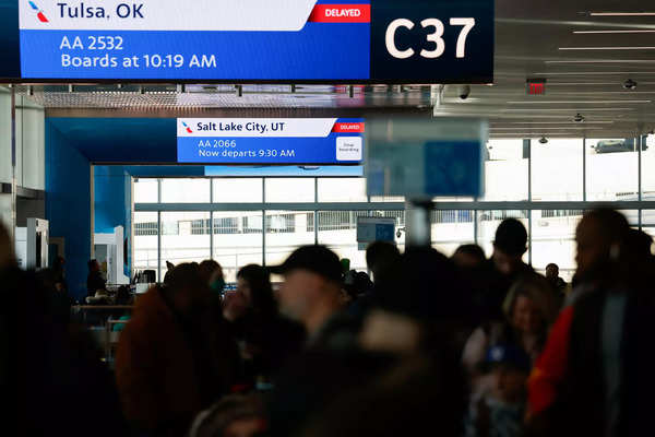 Screens display flight information in Dallas Fort Worth Airport