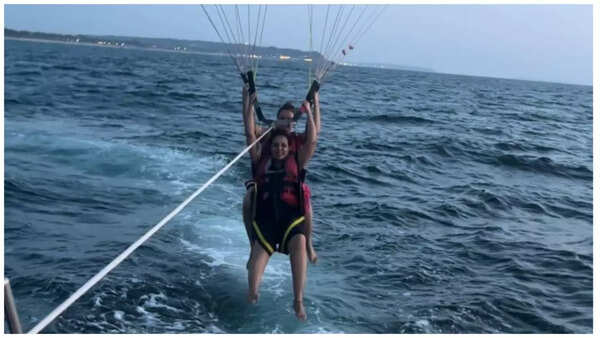 Roma Navani parasailing in Goa