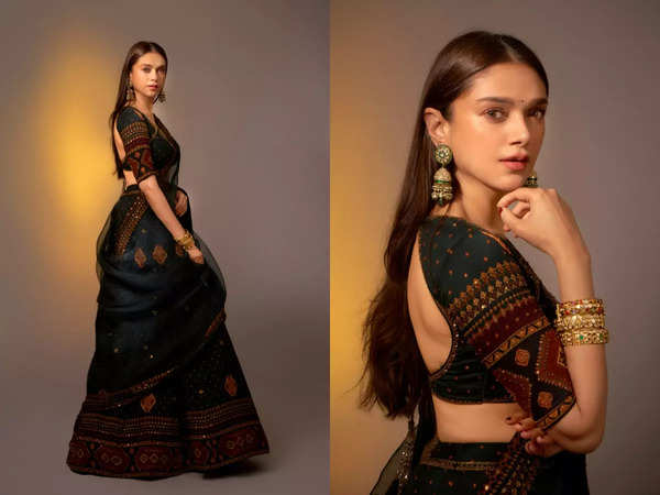 Aditi Rao Hydari in our Custom Black Gulbahar Cape & Skirt Set – Bhumika  Sharma