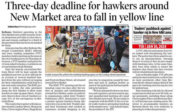 Yellow Line Plan for All Hawking Hubs Kolkata | Kolkata Municipal Corporation | Kolkata News – Times of India