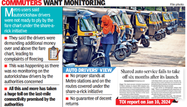 RTO to restart share-a-rick service at Metro stations | Pune News – Times of India