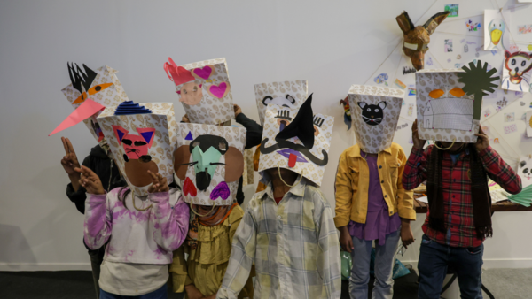 Children made DIY masks at the IAF workshop
