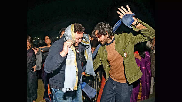LET’S NAACHO: Rajesh Kumar and Kranti Prakkash Jhha clearly had a great time