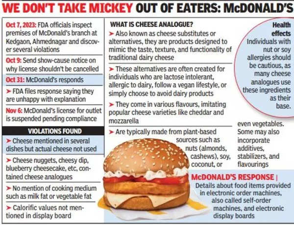 McDonald replaced cheese with cheaper vegetable oil, license suspended.