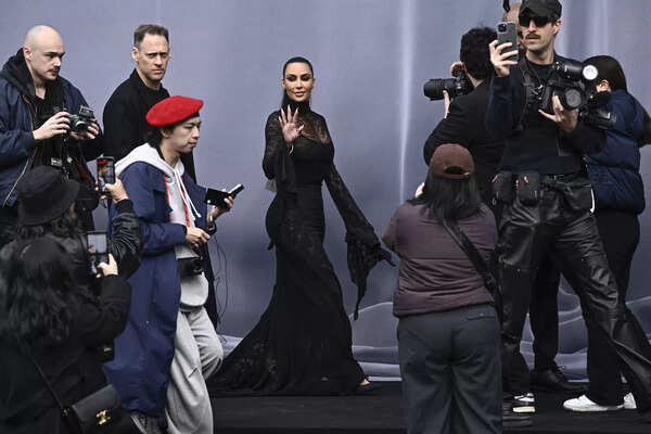 Kim Kardashian: At Balenciaga Show during Paris Fashion Week Kim Kardashian  reminded us of Morticia Addams | - The Times of India
