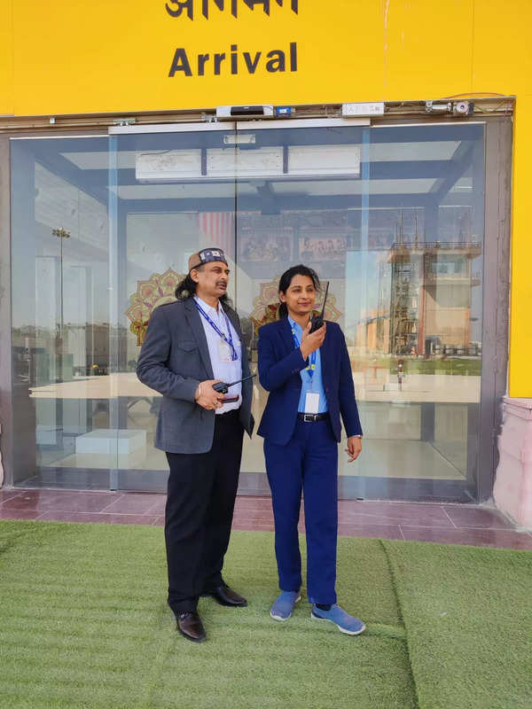 Namrata Dubey with her senior colleague Jayanto Neogi at Ayodhya airport (2).