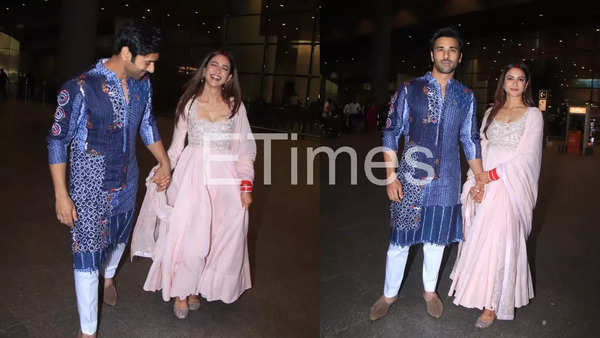 Newly weds Pulkit Samrat and Kriti Kharbanda return to Mumbai hand-in-hand, put up their marriage ceremony festivities in Delhi – Pics inside | Hindi Film Information