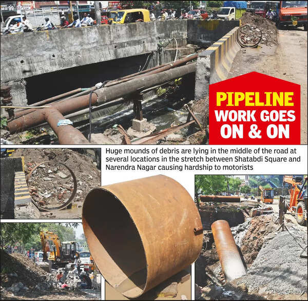 Dugup Road, Debris Haunt Narendra Nagar Motorists Nagpur News