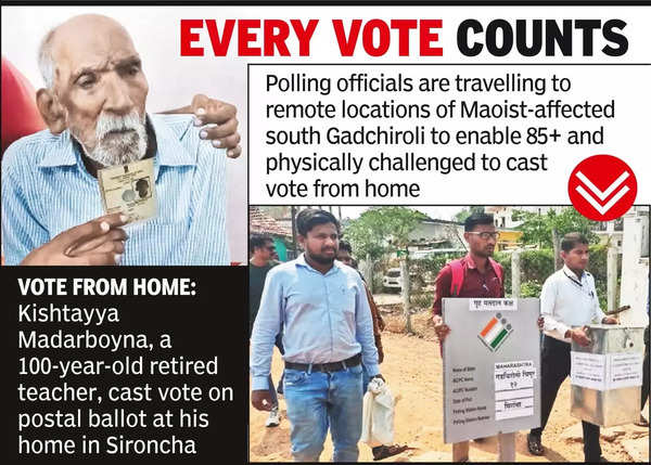 Poll officials travel 107km to ensure100-yr-old votes at home in Red zone.