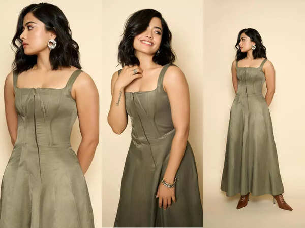 Rashmika Mandanna's olive green corset dress is all you need to rock the  summer - Times of India