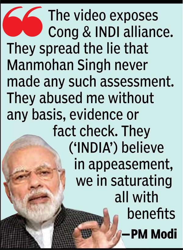 Modi doubles down on charge of appeasement after Manmohan’s video