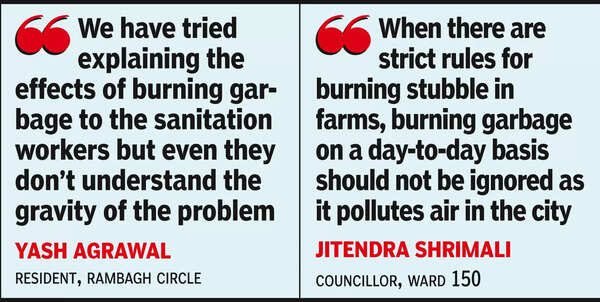 Garbage burning troubles residents of Lalkothi area