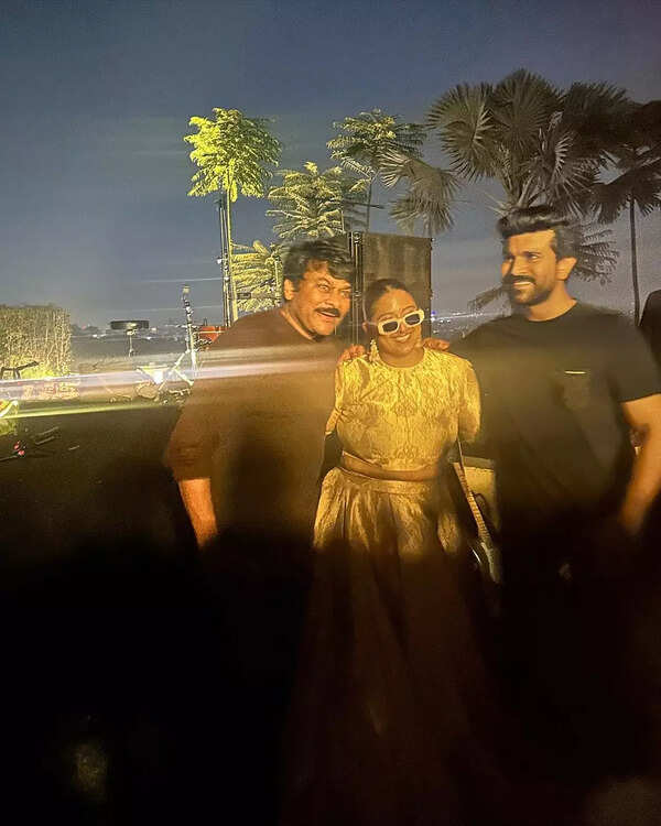 raja kumari with chiranjeevi and ram charan
