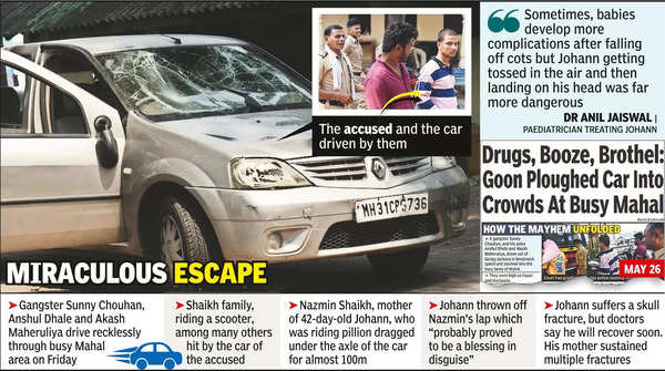 Mahal Crash: Baby Thrown Off Mom’s Lap In Mahal Crash Survives | Nagpur ...