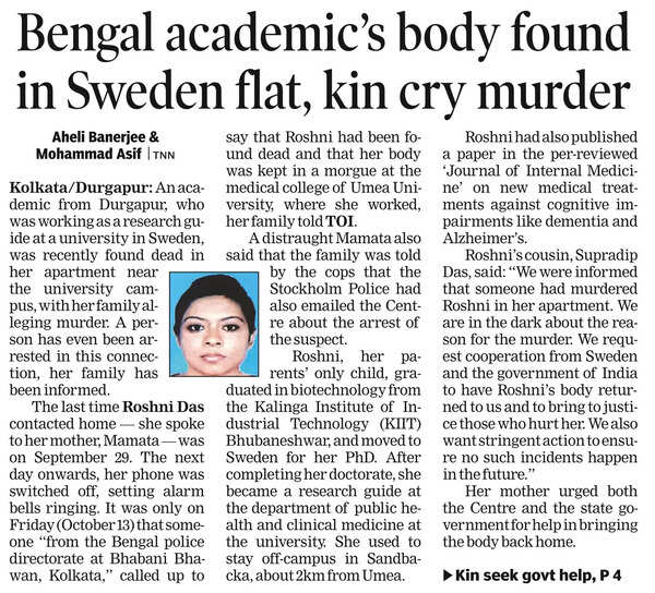 Swedish man gets 18 yrs for Bengal scholar’s murder