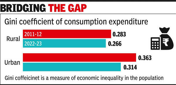 Inequality declined between 2011-12 & 2022-23: Govt data
