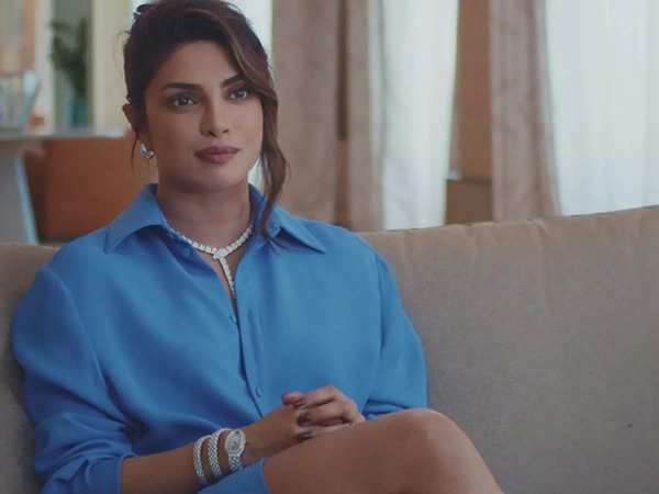 Priyanka Chopra Shines In Blue Shirt Dress At Bulgari Hotel Roma 