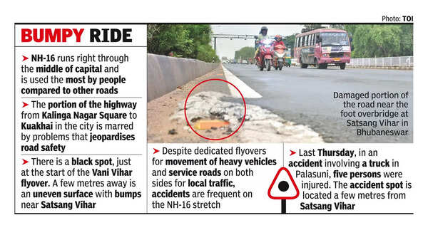 Uneven surfaces on NH-16 up accident risk for drivers