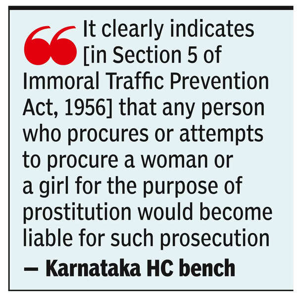 No provision under law to penalise sex worker: K’taka HC