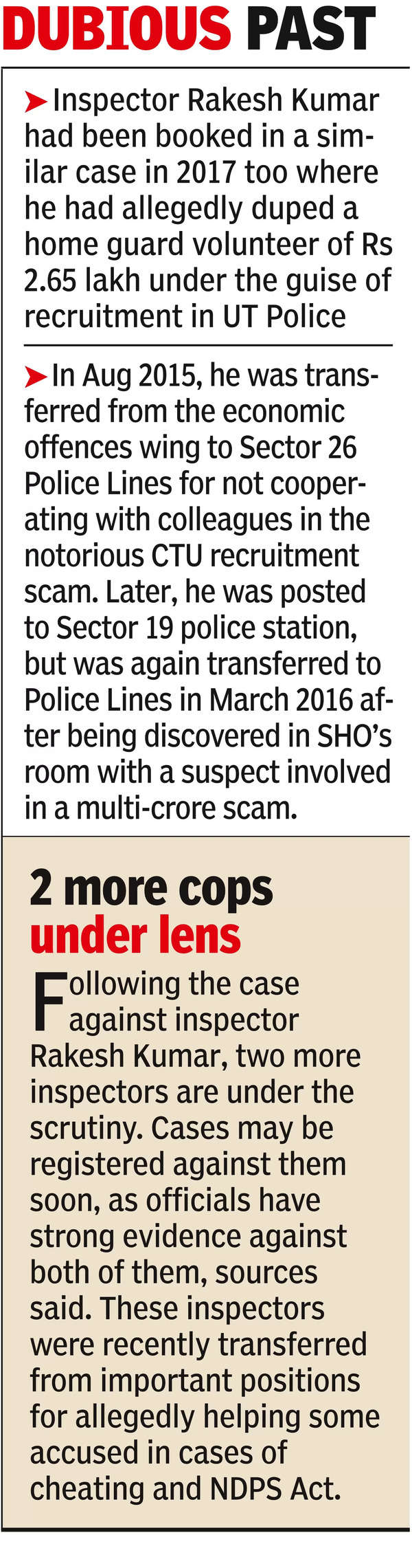 Inspector among 3 cops booked in cash-for-job scam