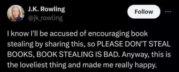 JK Rowling's post