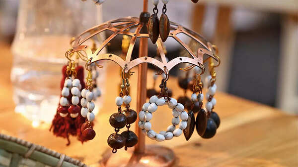 Earrings made using fallen seeds in Meghalayan forests